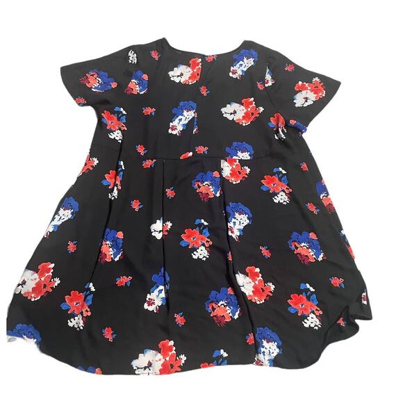 Vince Camuto Blouse Womens Plus Size 1X Tunic Top Floral Cap Sleeve Black Red - Picture 5 of 10